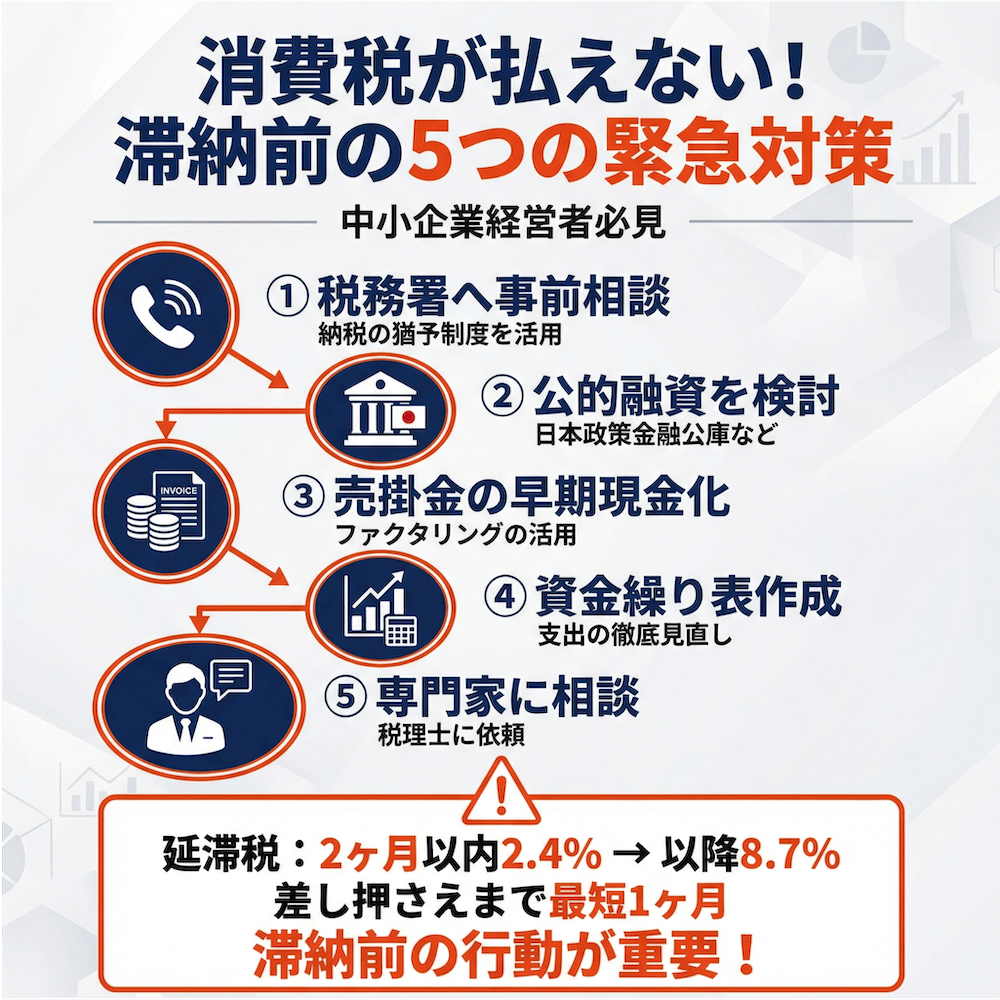 消費税が払えない！滞納前の5つの緊急対策