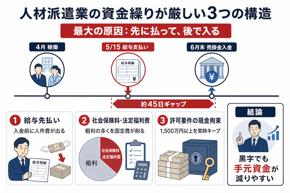 人材派遣業の資金繰りが厳しい3つの構造