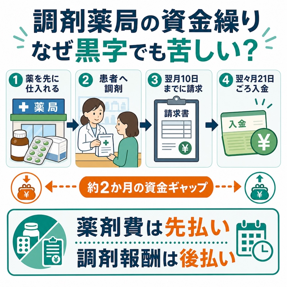 調剤薬局の資金繰り、なぜ黒字でも苦しい？