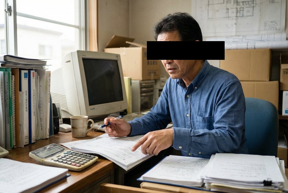 手数料を調べる建設会社の社長