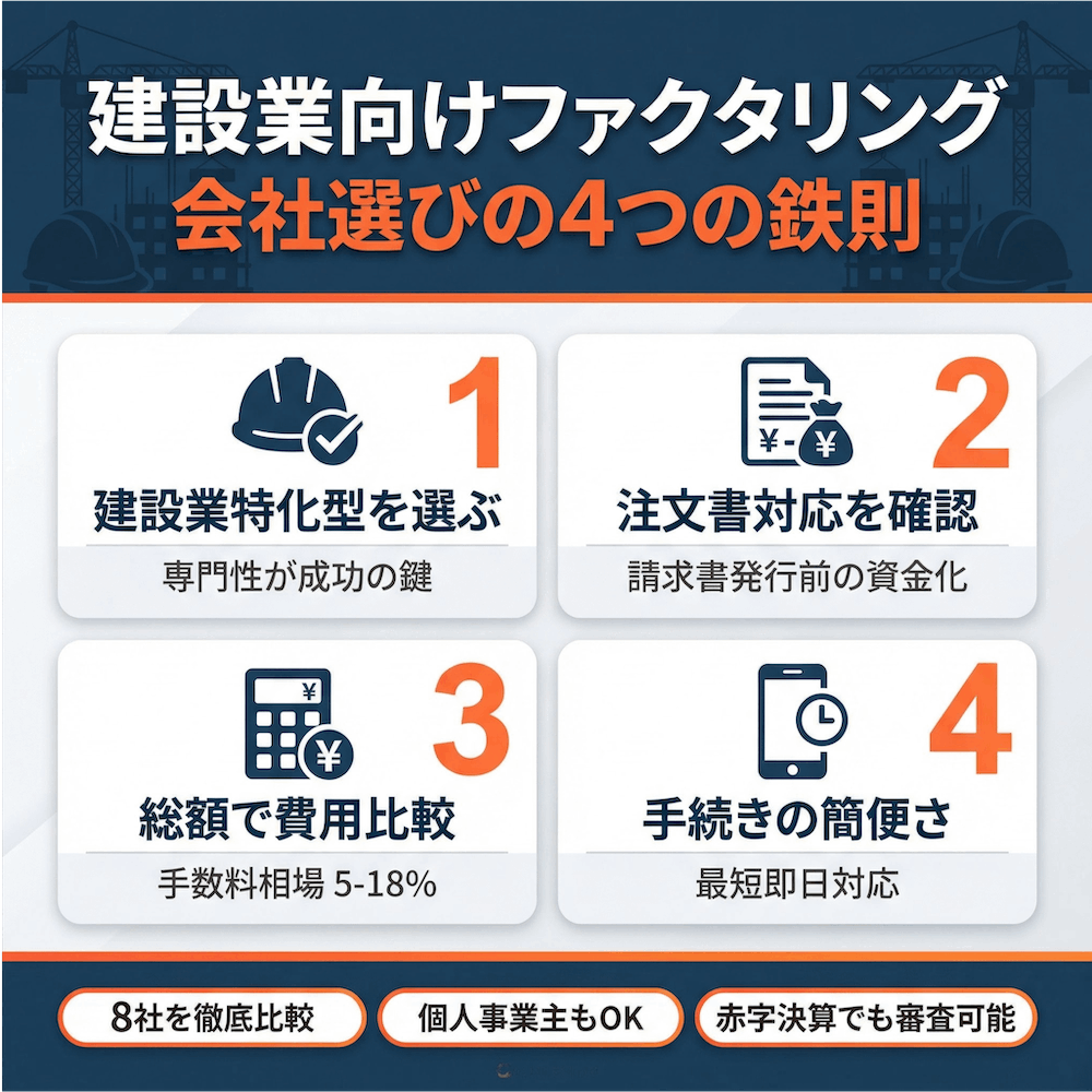 建設業向けファクタリング 会社選びの4つの鉄則