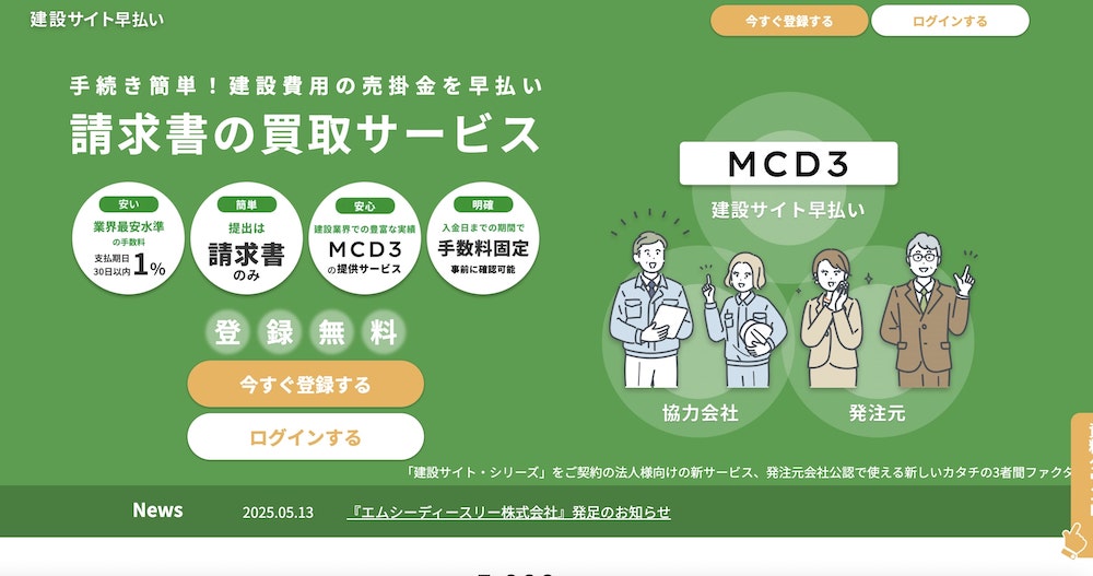 建設サイト早払い