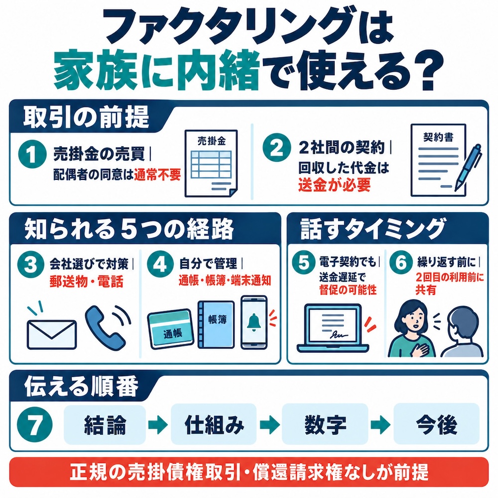 ファクタリングは家族に内緒で使える？