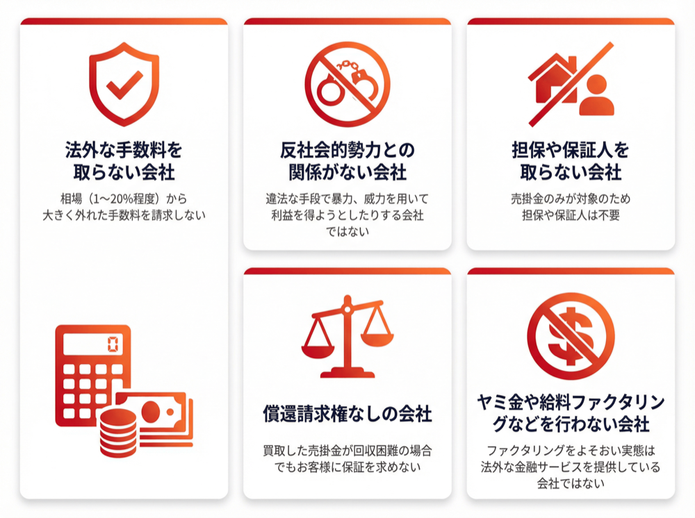 優良ファクタリング会社の基準一覧