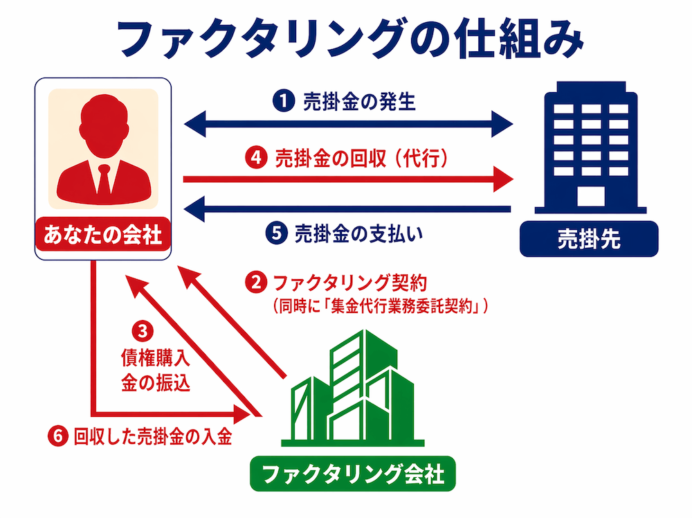ファクタリングの仕組み図